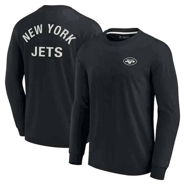 Men's New York Jets Black Signature Unisex Super Soft Long Sleeve T-Shirt